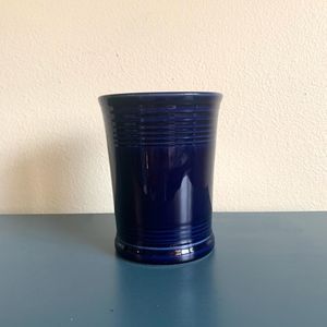Vintage blue Fiestaware utensil canister